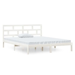 vidaXL Estructura de cama madera maciza blanco 120x190 cm