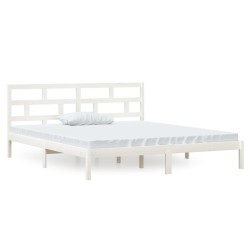 vidaXL Estructura de cama madera maciza blanco 135x190 cm