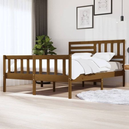 vidaXL Estructura de cama de madera maciza marrón miel 150x200 cm