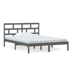 vidaXL Estructura de cama madera maciza gris king size 150x200cm