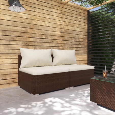 vidaXL Set muebles de jardín 2 piezas y cojines ratán sintético marrón