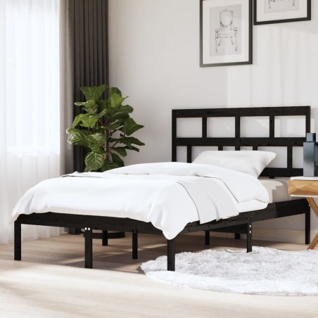vidaXL Estructura de cama madera maciza negro king size 150x200 cm