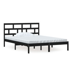 vidaXL Estructura de cama madera maciza negro king size 150x200 cm