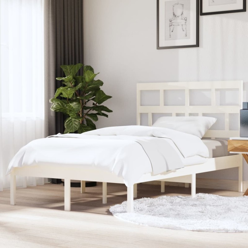 vidaXL Estructura de cama de madera maciza de pino blanco 140x200 cm