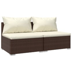 vidaXL Set muebles de jardín 2 piezas y cojines ratán sintético marrón