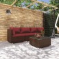 vidaXL Set muebles de jardín 4 piezas y cojines ratán sintético marrón