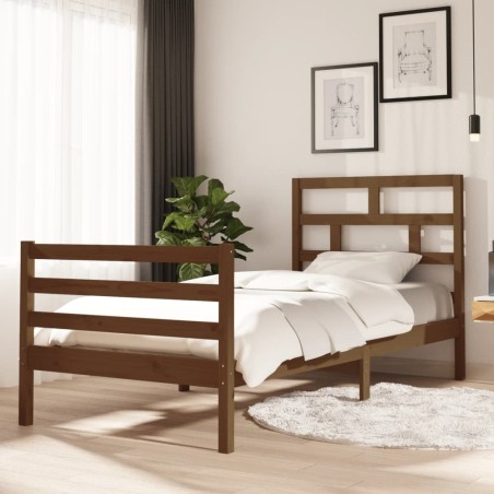 vidaXL Estructura de cama madera maciza pino marrón miel 90x200 cm