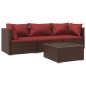 vidaXL Set muebles de jardín 4 piezas y cojines ratán sintético marrón