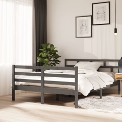 vidaXL Estructura de cama de madera maciza de pino gris 140x190 cm