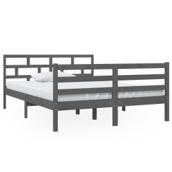 vidaXL Estructura de cama de madera maciza de pino gris 140x190 cm