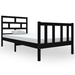 vidaXL Estructura de cama madera maciza de pino negro 90x190 cm