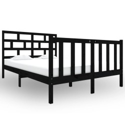 vidaXL Estructura de cama de madera maciza de pino negro 120x190 cm