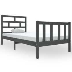 vidaXL Estructura de cama madera maciza de pino gris 90x190 cm