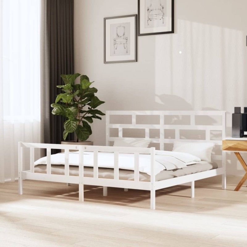 vidaXL Estructura de cama madera maciza de pino blanco 200x200 cm vidaXL Estructura de cama madera maciza de pino blanco 200x200 cm