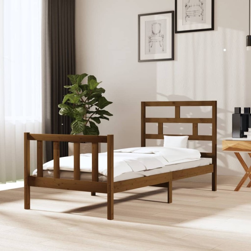 vidaXL Estructura de cama madera maciza de pino marrón miel 100x200 cm