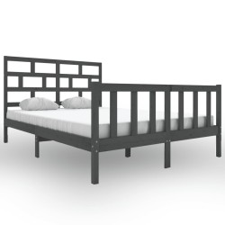 vidaXL Estructura de cama de madera maciza de pino gris 160x200 cm