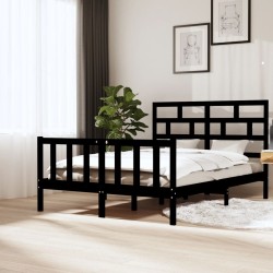 vidaXL Estructura de cama de madera maciza de pino negro 160x200 cm