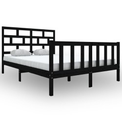 vidaXL Estructura de cama de madera maciza de pino negro 160x200 cm