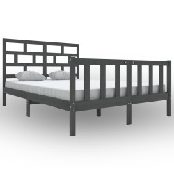 vidaXL Estructura de cama madera maciza de pino gris 150x200 cm