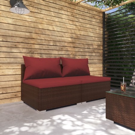 vidaXL Set muebles de jardín 2 piezas y cojines ratán sintético marrón