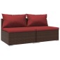 vidaXL Set muebles de jardín 2 piezas y cojines ratán sintético marrón vidaXL Set muebles de jardín 2 piezas y cojines ratán sintético marrón