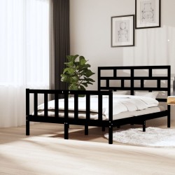 vidaXL Estructura de cama madera maciza de pino negro 150x200 cm