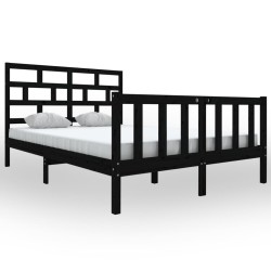 vidaXL Estructura de cama madera maciza de pino negro 150x200 cm