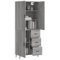vidaXL Aparador alto madera contrachapada gris sonoma 69,5x34x180 cm vidaXL Aparador alto madera contrachapada gris sonoma 69,5x34x180 cm