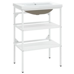 vidaXL Estructura de baño con lavabo incorporado hierro blanco