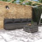 vidaXL Set de sofás de jardín 5 piezas y cojines ratán sintético gris vidaXL Set de sofás de jardín 5 piezas y cojines ratán sintético gris