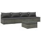 vidaXL Set de sofás de jardín 5 piezas y cojines ratán sintético gris vidaXL Set de sofás de jardín 5 piezas y cojines ratán sintético gris