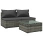 vidaXL Set de muebles de jardín 3 pzas y cojines ratán sintético gris vidaXL Set de muebles de jardín 3 pzas y cojines ratán sintético gris