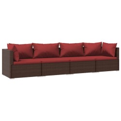 vidaXL Set muebles de jardín 4 piezas y cojines ratán sintético marrón
