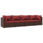 vidaXL Set muebles de jardín 4 piezas y cojines ratán sintético marrón vidaXL Set muebles de jardín 4 piezas y cojines ratán sintético marrón