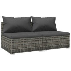 vidaXL Set de muebles de jardín 2 pzas y cojines ratán sintético gris