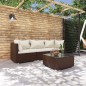 vidaXL Set muebles de jardín 4 piezas y cojines ratán sintético marrón vidaXL Set muebles de jardín 4 piezas y cojines ratán sintético marrón