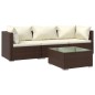 vidaXL Set muebles de jardín 4 piezas y cojines ratán sintético marrón vidaXL Set muebles de jardín 4 piezas y cojines ratán sintético marrón