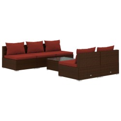 vidaXL Set muebles de jardín 6 piezas y cojines ratán sintético marrón