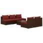 vidaXL Set muebles de jardín 6 piezas y cojines ratán sintético marrón vidaXL Set muebles de jardín 6 piezas y cojines ratán sintético marrón