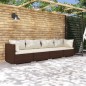 vidaXL Set muebles de jardín 4 piezas y cojines ratán sintético marrón vidaXL Set muebles de jardín 4 piezas y cojines ratán sintético marrón