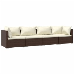 vidaXL Set muebles de jardín 4 piezas y cojines ratán sintético marrón