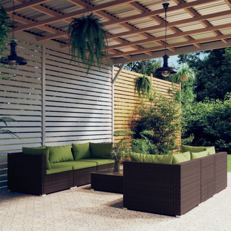 vidaXL Set muebles de jardín 7 piezas y cojines ratán sintético marrón