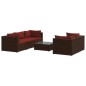 vidaXL Set muebles de jardín 6 piezas y cojines ratán sintético marrón vidaXL Set muebles de jardín 6 piezas y cojines ratán sintético marrón