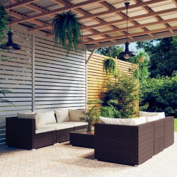 vidaXL Set muebles de jardín 7 piezas y cojines ratán sintético marrón