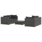 vidaXL Set de muebles de jardín 5 pzas y cojines ratán sintético gris vidaXL Set de muebles de jardín 5 pzas y cojines ratán sintético gris