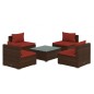 vidaXL Set muebles de jardín 5 piezas y cojines ratán sintético marrón vidaXL Set muebles de jardín 5 piezas y cojines ratán sintético marrón