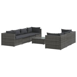 vidaXL Set de sofás de jardín 8 piezas y cojines ratán sintético gris
