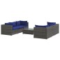 vidaXL Set de sofás de jardín 7 piezas y cojines ratán sintético gris vidaXL Set de sofás de jardín 7 piezas y cojines ratán sintético gris