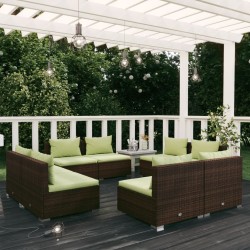 vidaXL Set muebles de jardín 8 piezas y cojines ratán sintético marrón