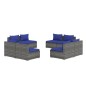 vidaXL Set de muebles de jardín 8 pzas y cojines ratán sintético gris vidaXL Set de muebles de jardín 8 pzas y cojines ratán sintético gris